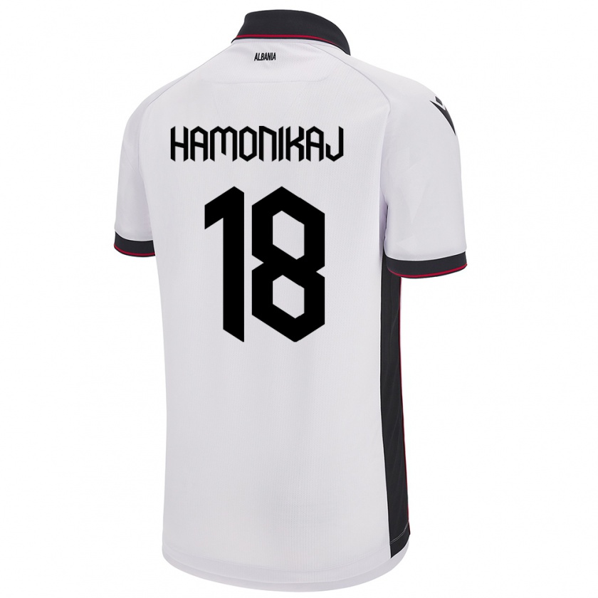 Kandiny Herren Albanien Klea Hamonikaj #18 Weiß Auswärtstrikot Trikot 24-26 T-Shirt