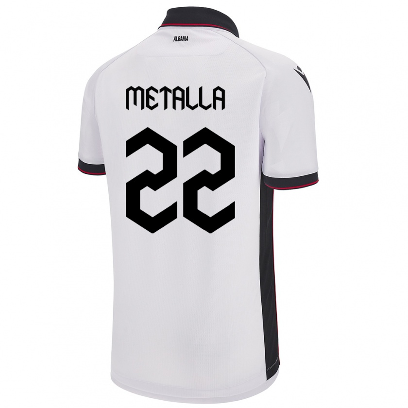 Kandiny Herren Albanien Mikaela Metalla #22 Weiß Auswärtstrikot Trikot 24-26 T-Shirt