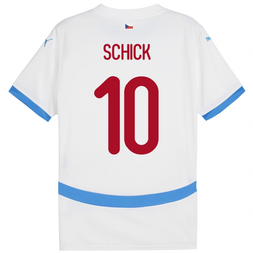 Kandiny Herren Tschechien Patrik Schick #10 Weiß Auswärtstrikot Trikot 24-26 T-Shirt