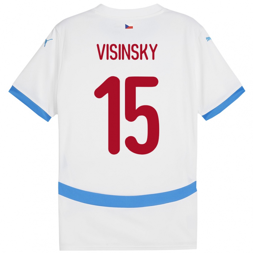 Kandiny Herren Tschechien Denis Visinsky #15 Weiß Auswärtstrikot Trikot 24-26 T-Shirt