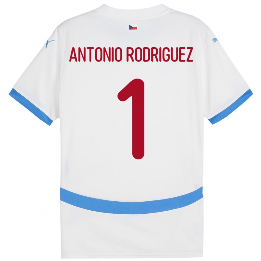 Kandiny Herren Tschechien Pedro Antonio Rodriguez #1 Weiß Auswärtstrikot Trikot 24-26 T-Shirt