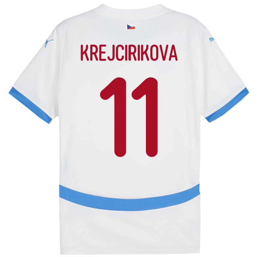 Kandiny Herren Tschechien Tereza Krejčiříková #11 Weiß Auswärtstrikot Trikot 24-26 T-Shirt