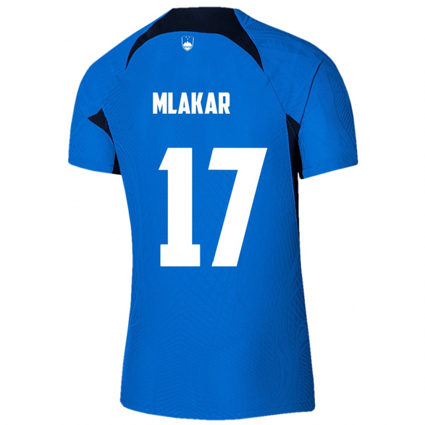 Kandiny Herren Slowenien Jan Mlakar #17 Blau Auswärtstrikot Trikot 24-26 T-Shirt