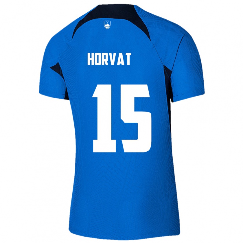 Kandiny Herren Slowenien Tomi Horvat #15 Blau Auswärtstrikot Trikot 24-26 T-Shirt