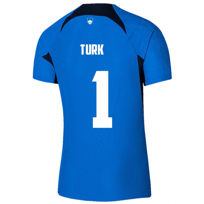 Kandiny Herren Slowenien Martin Turk #1 Blau Auswärtstrikot Trikot 24-26 T-Shirt