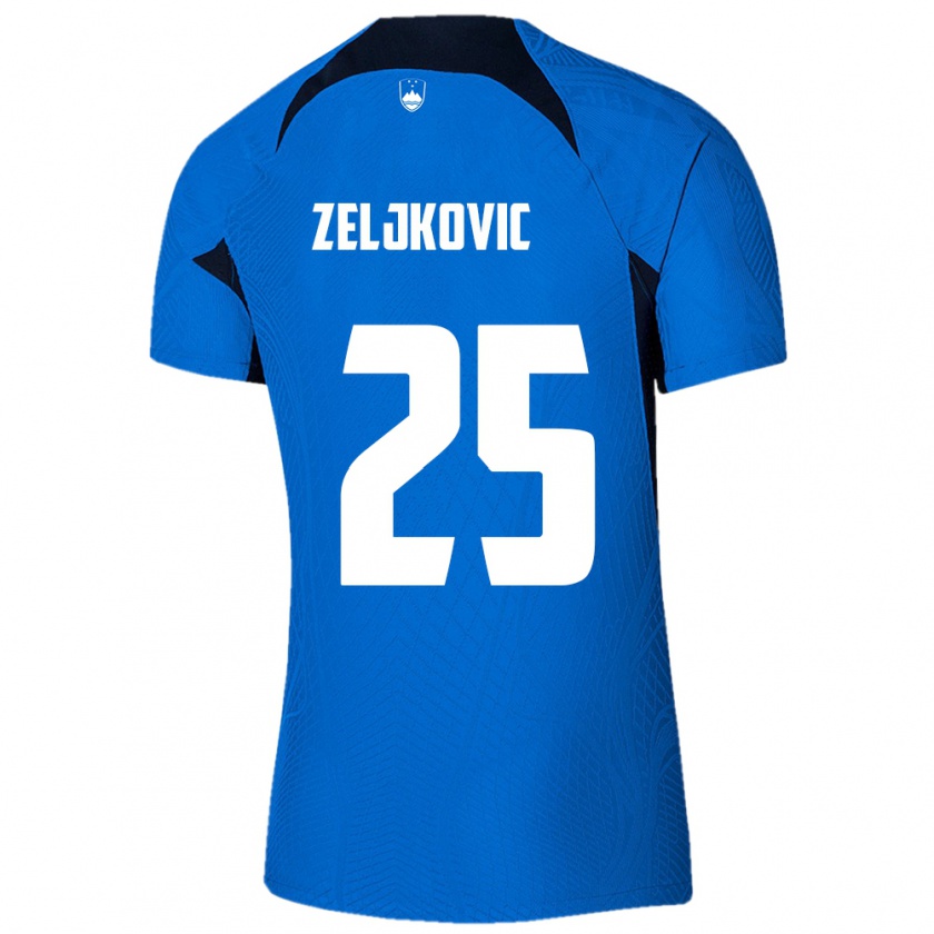 Kandiny Herren Slowenien Adrian Zeljkovic #25 Blau Auswärtstrikot Trikot 24-26 T-Shirt