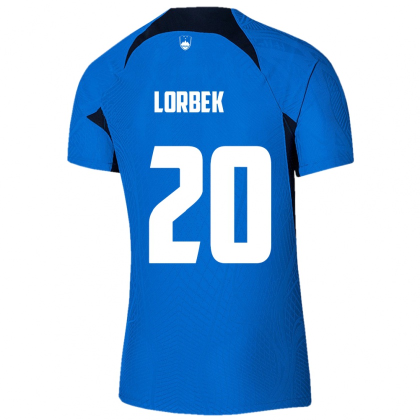 Kandiny Herren Slowenien Anej Lorbek #20 Blau Auswärtstrikot Trikot 24-26 T-Shirt