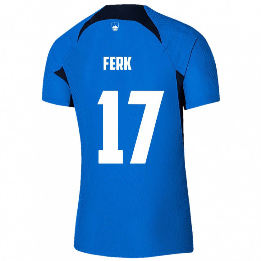 Kandiny Herren Slowenien Matic Ferk #17 Blau Auswärtstrikot Trikot 24-26 T-Shirt