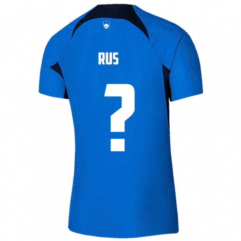 Kandiny Herren Slowenien Luka Rus #0 Blau Auswärtstrikot Trikot 24-26 T-Shirt