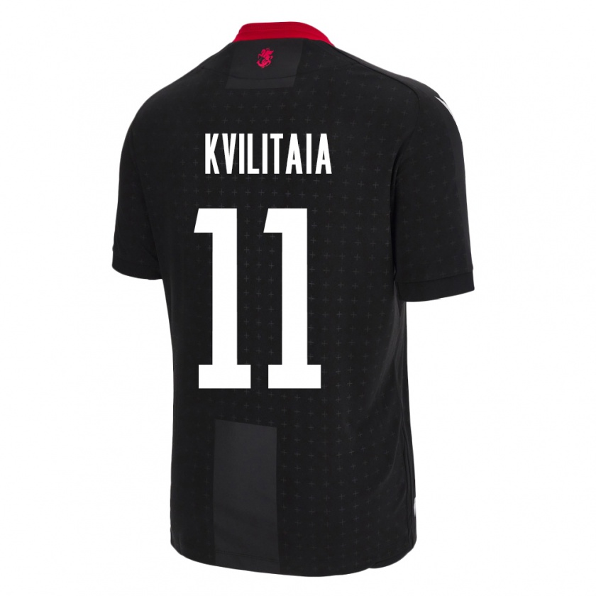 Kandiny Herren Georgien Giorgi Kvilitaia #11 Schwarz Auswärtstrikot Trikot 24-26 T-Shirt