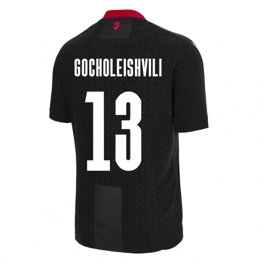 Kandiny Herren Georgien Giorgi Gocholeishvili #13 Schwarz Auswärtstrikot Trikot 24-26 T-Shirt