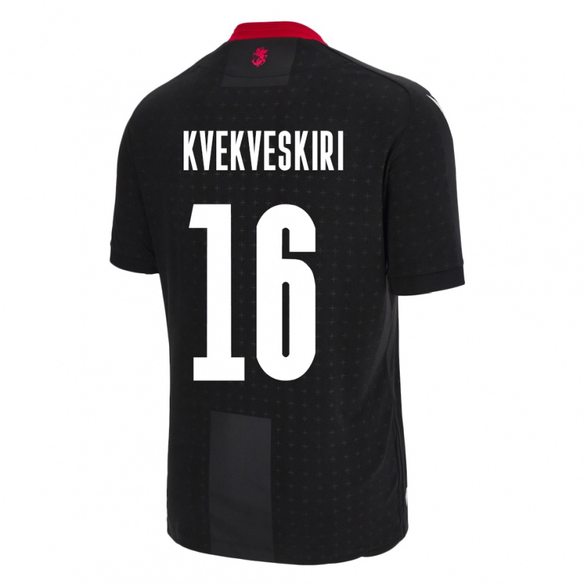 Kandiny Herren Georgien Nika Kvekveskiri #16 Schwarz Auswärtstrikot Trikot 24-26 T-Shirt