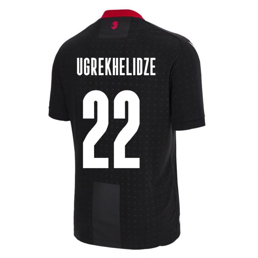 Kandiny Herren Georgien Nikoloz Ugrekhelidze #22 Schwarz Auswärtstrikot Trikot 24-26 T-Shirt