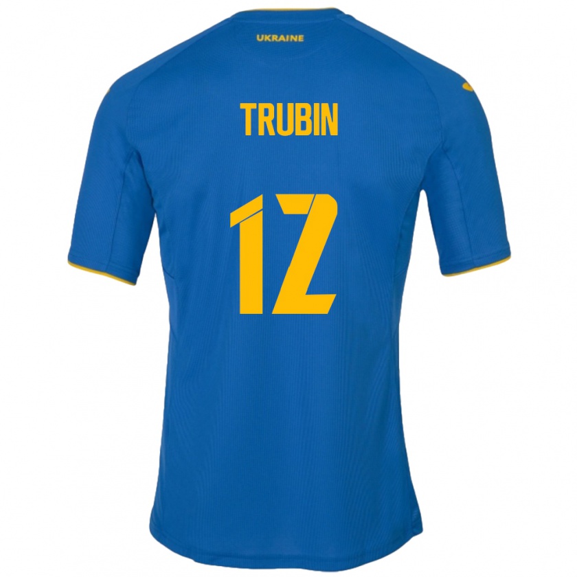 Kandiny Herren Ukraine Anatoliy Trubin #12 Blau Auswärtstrikot Trikot 24-26 T-Shirt