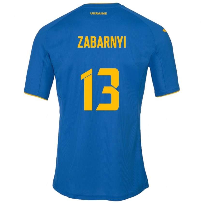 Kandiny Herren Ukraine Ilya Zabarnyi #13 Blau Auswärtstrikot Trikot 24-26 T-Shirt