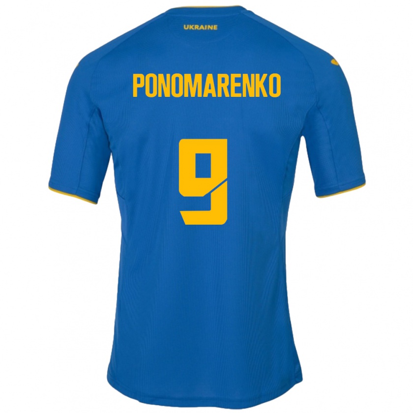 Kandiny Herren Ukraine Matviy Ponomarenko #9 Blau Auswärtstrikot Trikot 24-26 T-Shirt