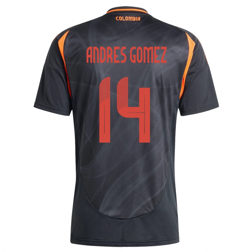 Kandiny Herren Kolumbien Carlos Andrés Gómez #14 Schwarz Auswärtstrikot Trikot 24-26 T-Shirt