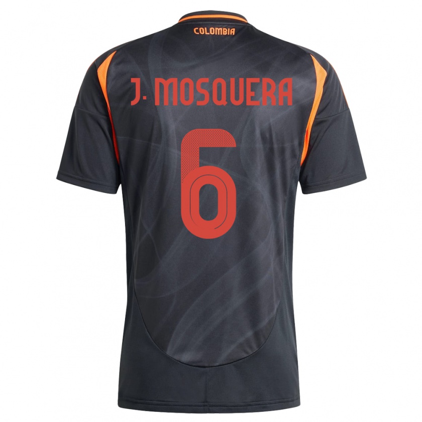 Kandiny Herren Kolumbien Juan Mosquera #6 Schwarz Auswärtstrikot Trikot 24-26 T-Shirt