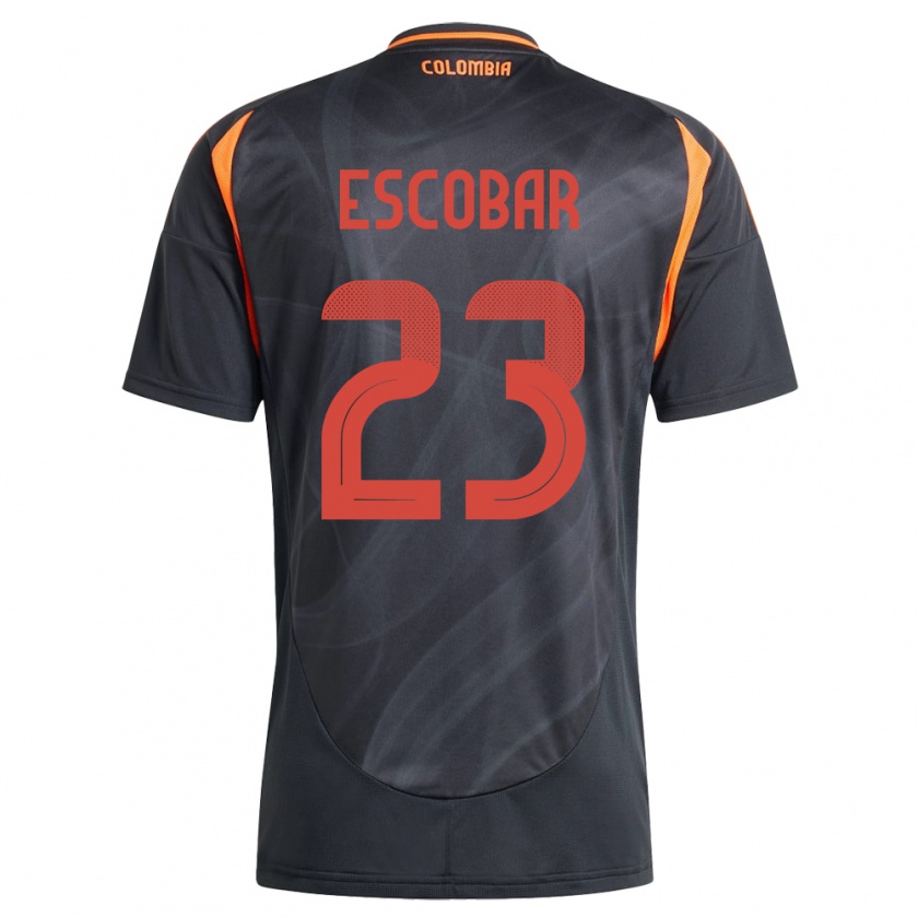 Kandiny Herren Kolumbien Josen Escobar #23 Schwarz Auswärtstrikot Trikot 24-26 T-Shirt