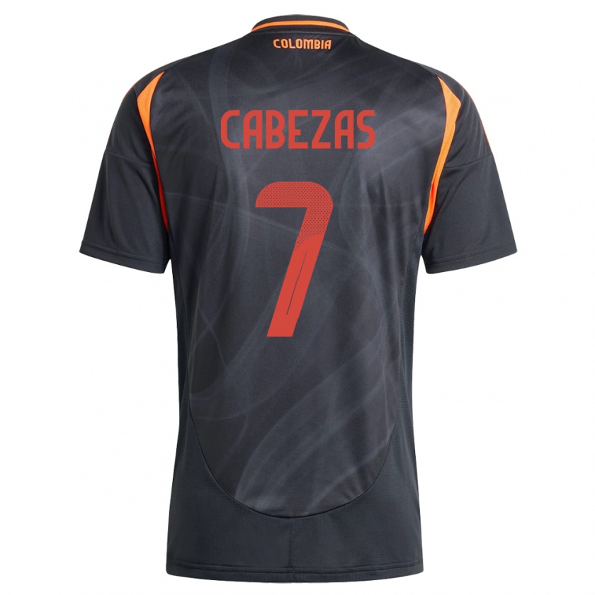 Kandiny Herren Kolumbien Jorge Cabezas #7 Schwarz Auswärtstrikot Trikot 24-26 T-Shirt