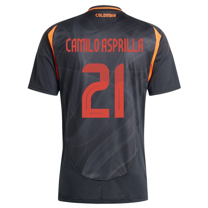 Kandiny Herren Kolumbien Juan Camilo Asprilla #21 Schwarz Auswärtstrikot Trikot 24-26 T-Shirt