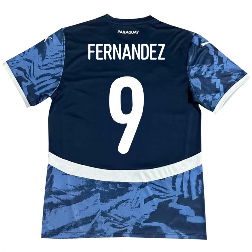 Kandiny Herren Paraguay David Fernández #9 Blau Auswärtstrikot Trikot 24-26 T-Shirt