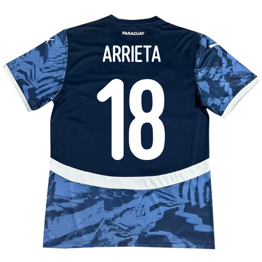 Kandiny Herren Paraguay Camila Arrieta #18 Blau Auswärtstrikot Trikot 24-26 T-Shirt