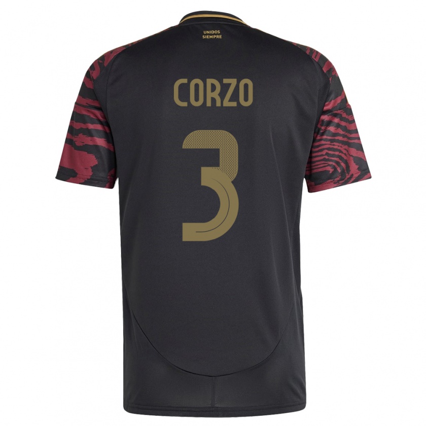 Kandiny Herren Peru Aldo Corzo #3 Schwarz Auswärtstrikot Trikot 24-26 T-Shirt