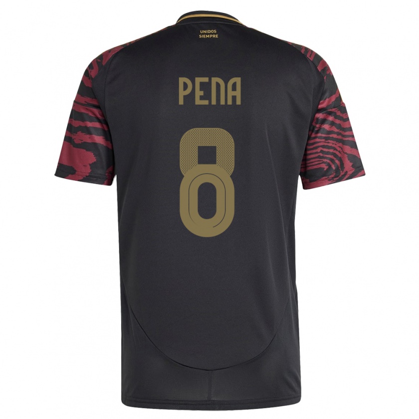 Kandiny Herren Peru Sergio Peña #8 Schwarz Auswärtstrikot Trikot 24-26 T-Shirt