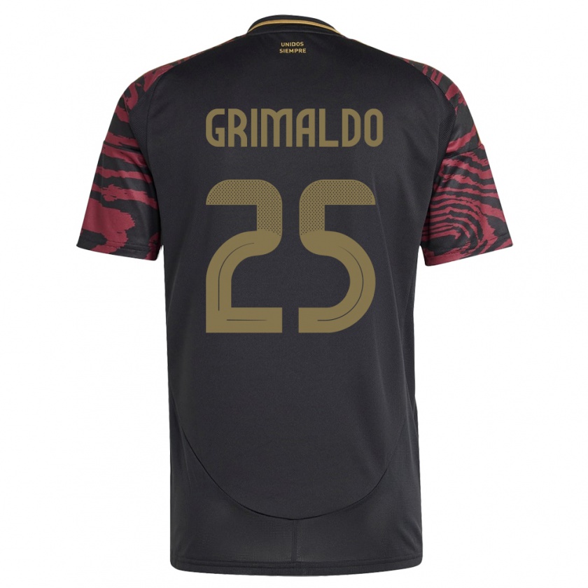 Kandiny Herren Peru Joao Grimaldo #25 Schwarz Auswärtstrikot Trikot 24-26 T-Shirt