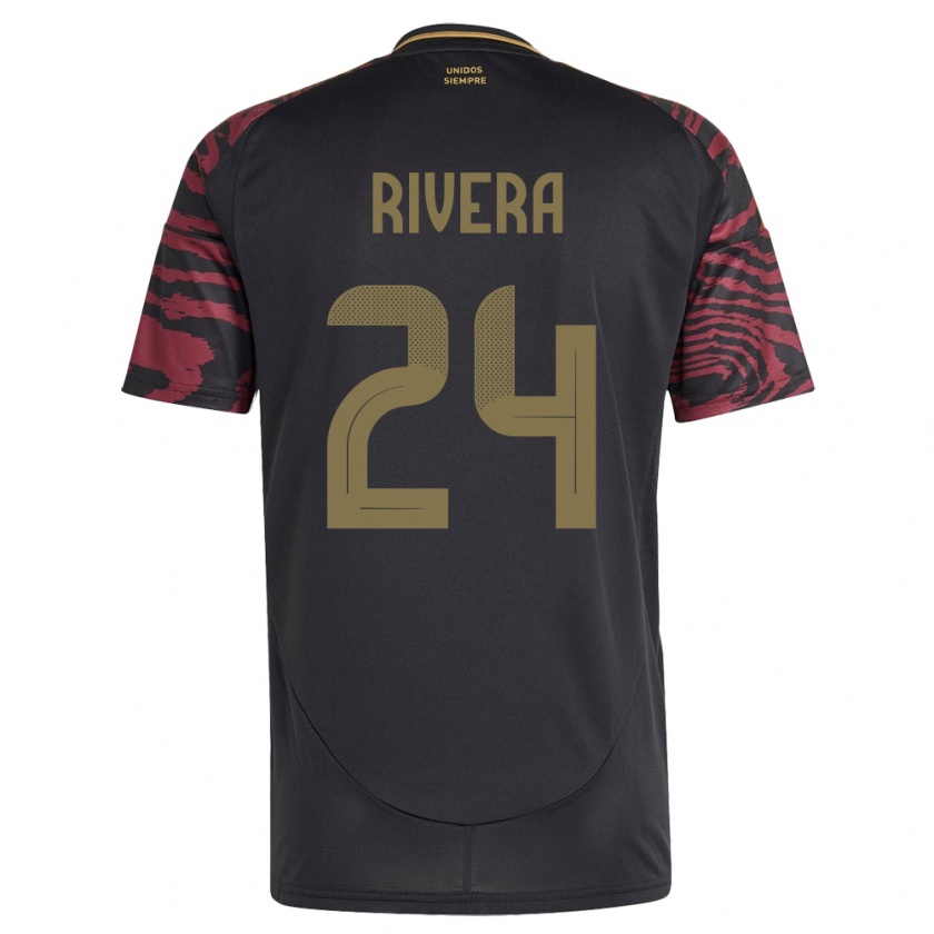 Kandiny Herren Peru José Rivera #24 Schwarz Auswärtstrikot Trikot 24-26 T-Shirt