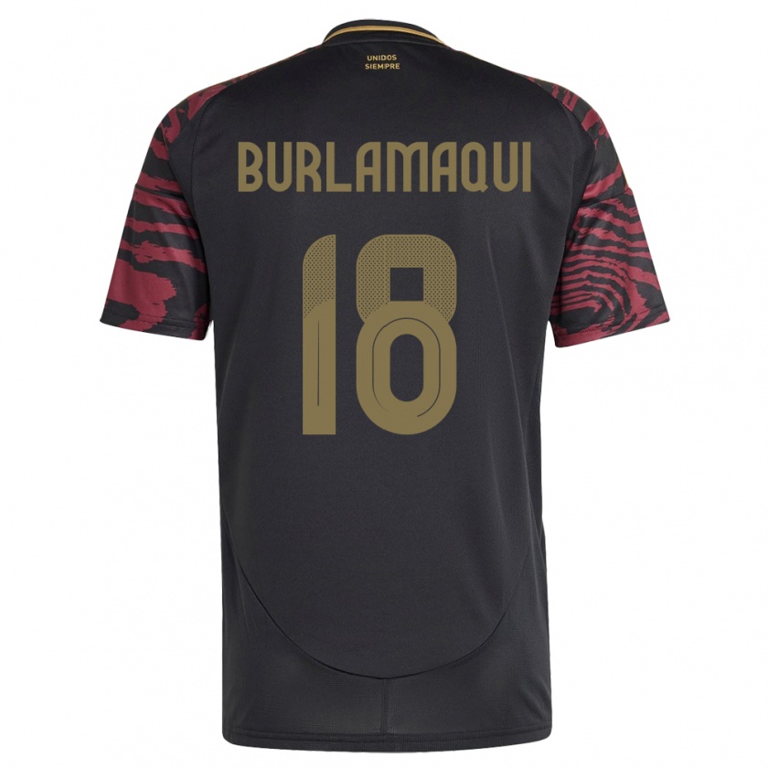 Kandiny Herren Peru Alessandro Burlamaqui #18 Schwarz Auswärtstrikot Trikot 24-26 T-Shirt