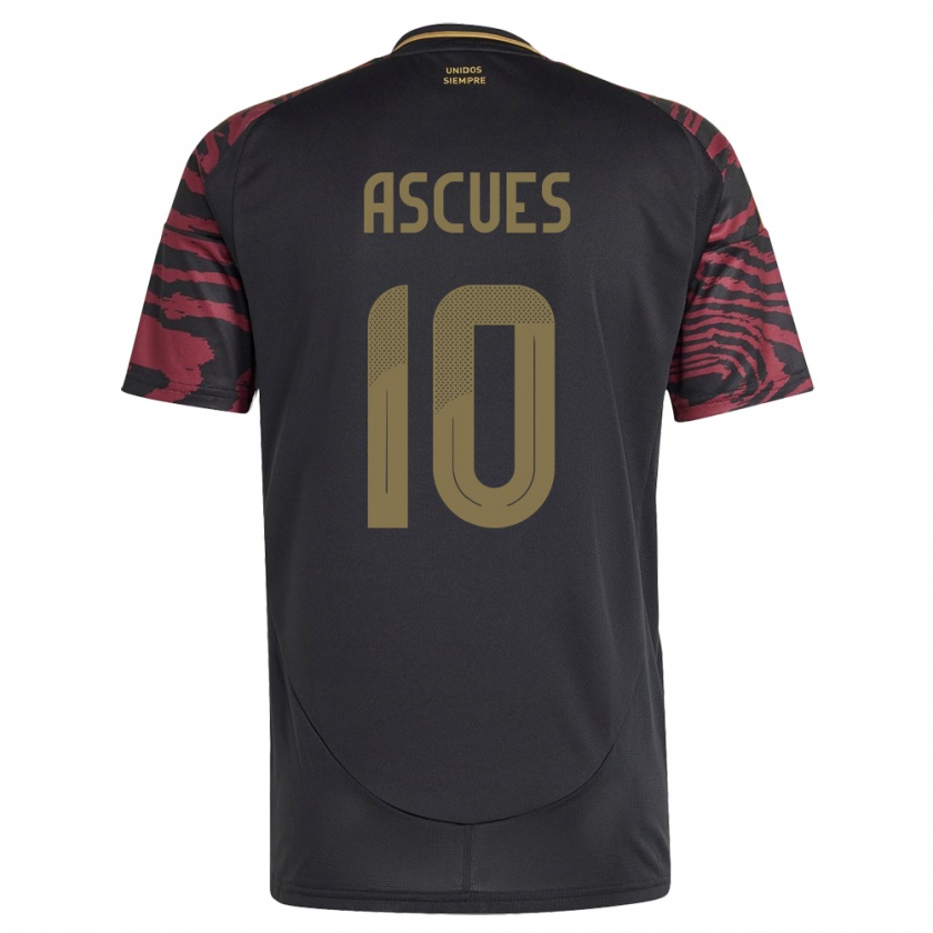 Kandiny Herren Peru Adrián Ascues #10 Schwarz Auswärtstrikot Trikot 24-26 T-Shirt