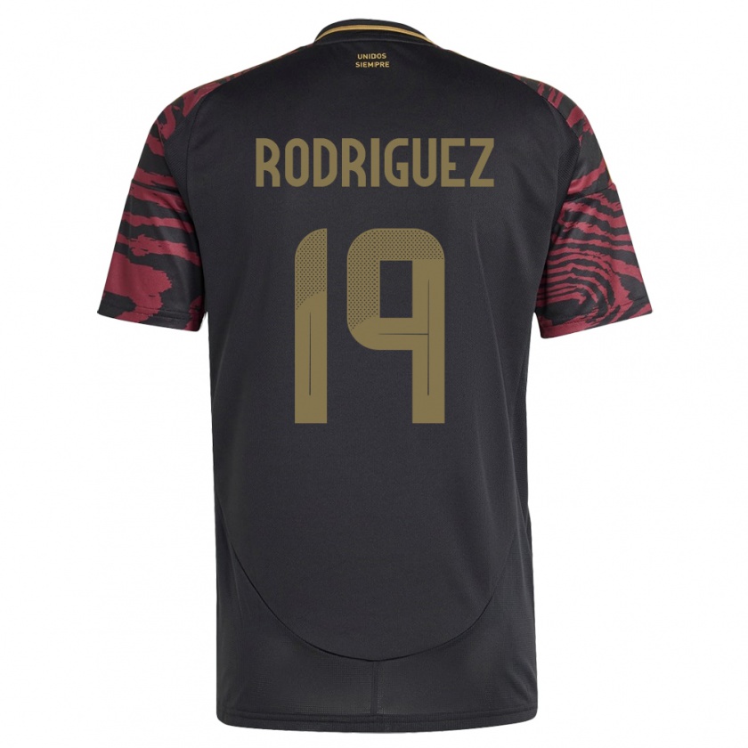 Kandiny Herren Peru Mateo Rodríguez #19 Schwarz Auswärtstrikot Trikot 24-26 T-Shirt