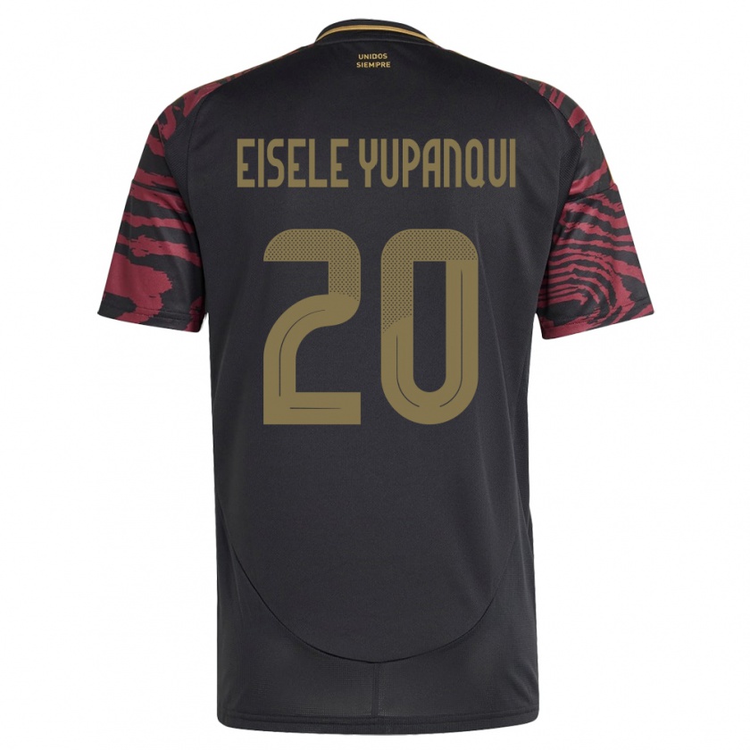 Kandiny Herren Peru Philipp Eisele Yupanqui #20 Schwarz Auswärtstrikot Trikot 24-26 T-Shirt