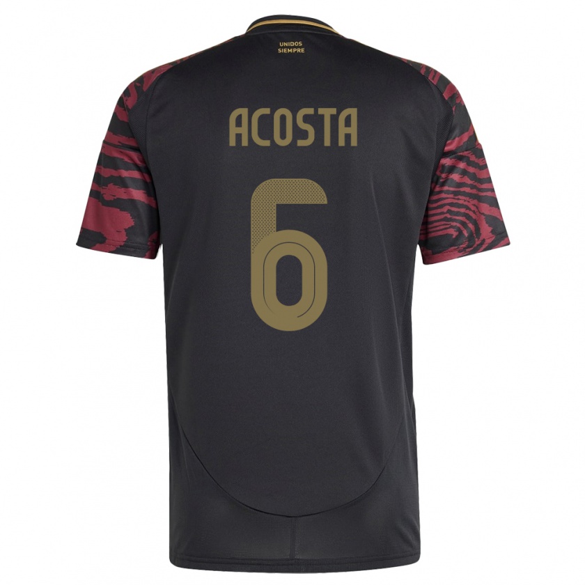 Kandiny Herren Peru Ruby Acosta #6 Schwarz Auswärtstrikot Trikot 24-26 T-Shirt