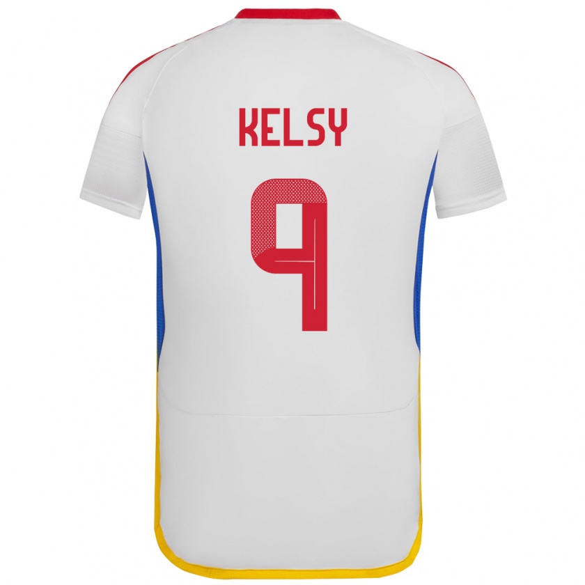 Kandiny Herren Venezuela Kevin Kelsy #9 Weiß Auswärtstrikot Trikot 24-26 T-Shirt