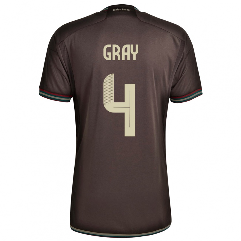 Kandiny Herren Jamaika Tayvon Gray #4 Nachtbraun Auswärtstrikot Trikot 24-26 T-Shirt