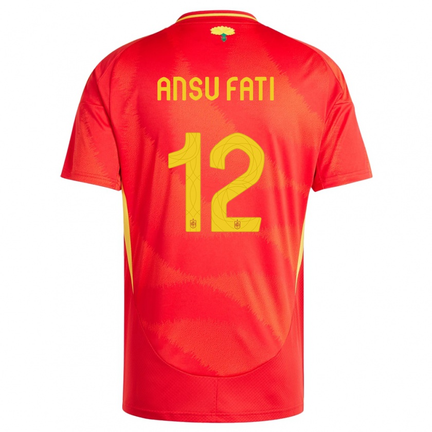 Kandiny Damen Spanien Ansu Fati #12 Rot Heimtrikot Trikot 24-26 T-Shirt