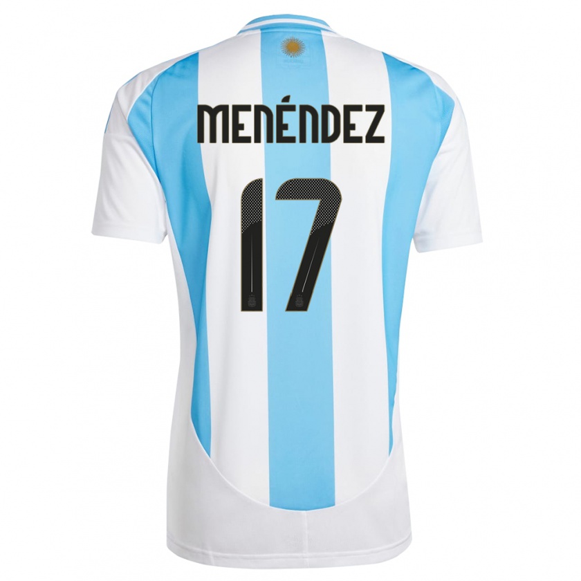 Kandiny Damen Argentinien Milagros Menendez #17 Weiß Blau Heimtrikot Trikot 24-26 T-Shirt