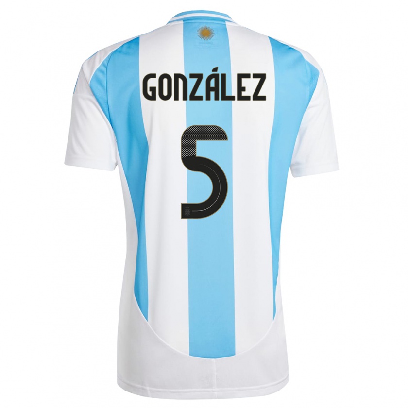 Kandiny Damen Argentinien Maximiliano Gonzalez #5 Weiß Blau Heimtrikot Trikot 24-26 T-Shirt