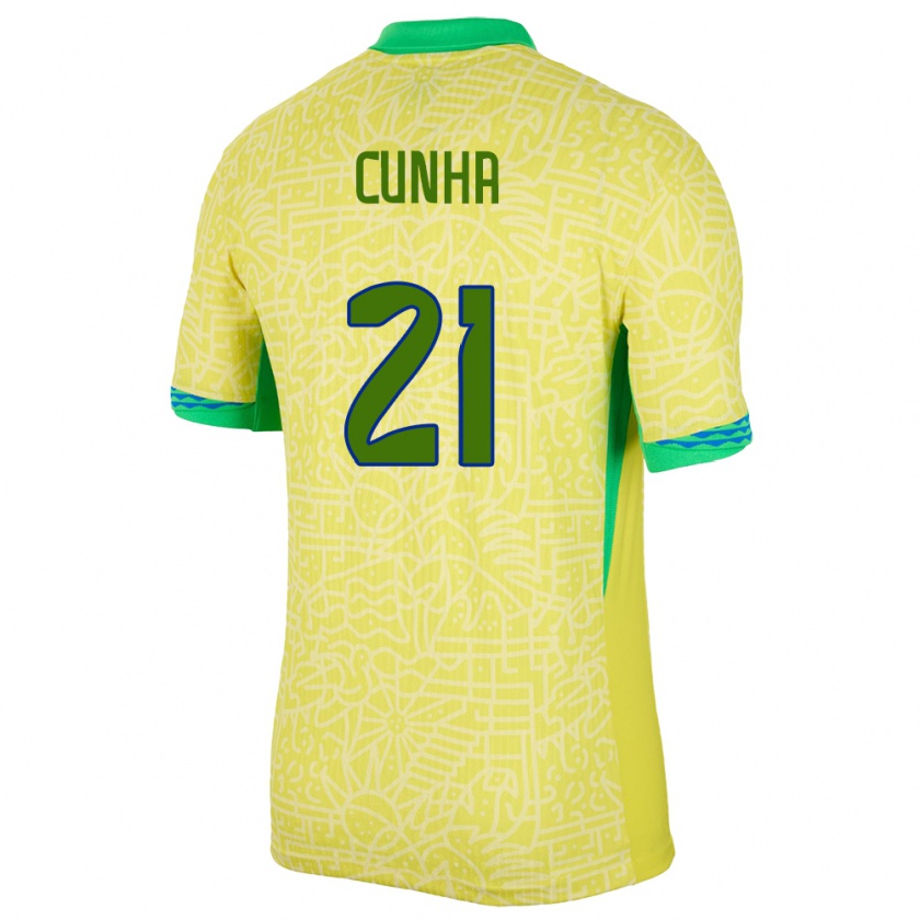 Kandiny Damen Brasilien Matheus Cunha #21 Gelb Heimtrikot Trikot 24-26 T-Shirt