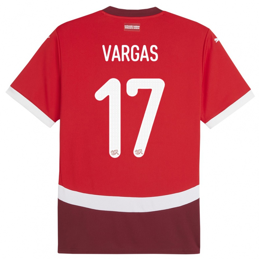Kandiny Damen Schweiz Ruben Vargas #17 Rot Heimtrikot Trikot 24-26 T-Shirt