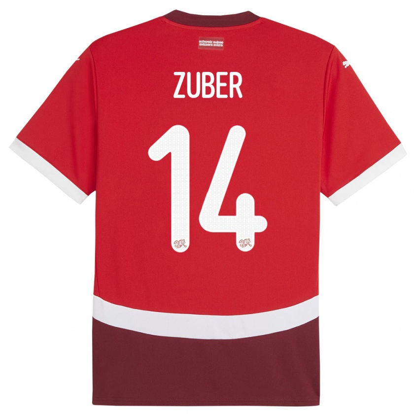 Kandiny Damen Schweiz Steven Zuber #14 Rot Heimtrikot Trikot 24-26 T-Shirt