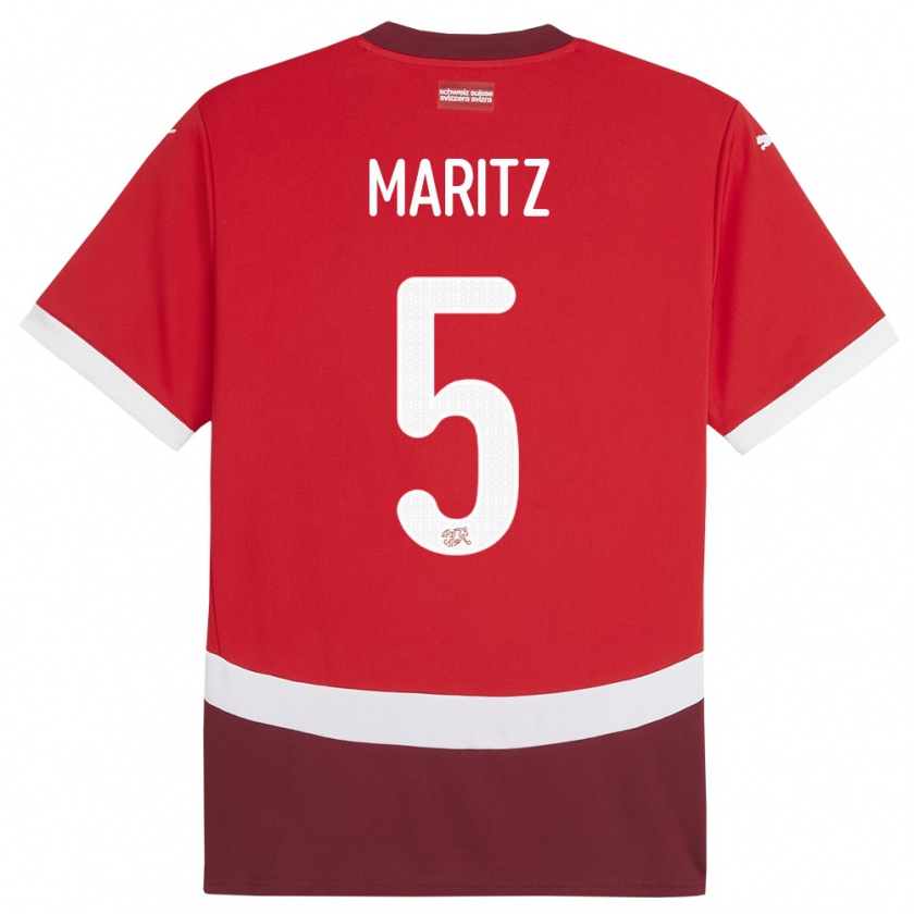 Kandiny Damen Schweiz Noelle Maritz #5 Rot Heimtrikot Trikot 24-26 T-Shirt