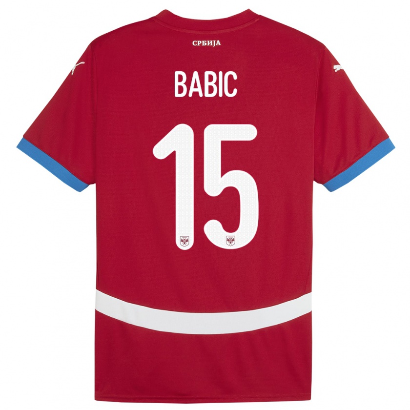 Kandiny Damen Serbien Srdjan Babic #15 Rot Heimtrikot Trikot 24-26 T-Shirt