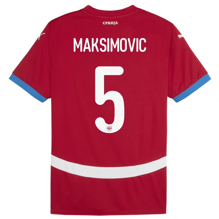 Kandiny Damen Serbien Nemanja Maksimovic #5 Rot Heimtrikot Trikot 24-26 T-Shirt