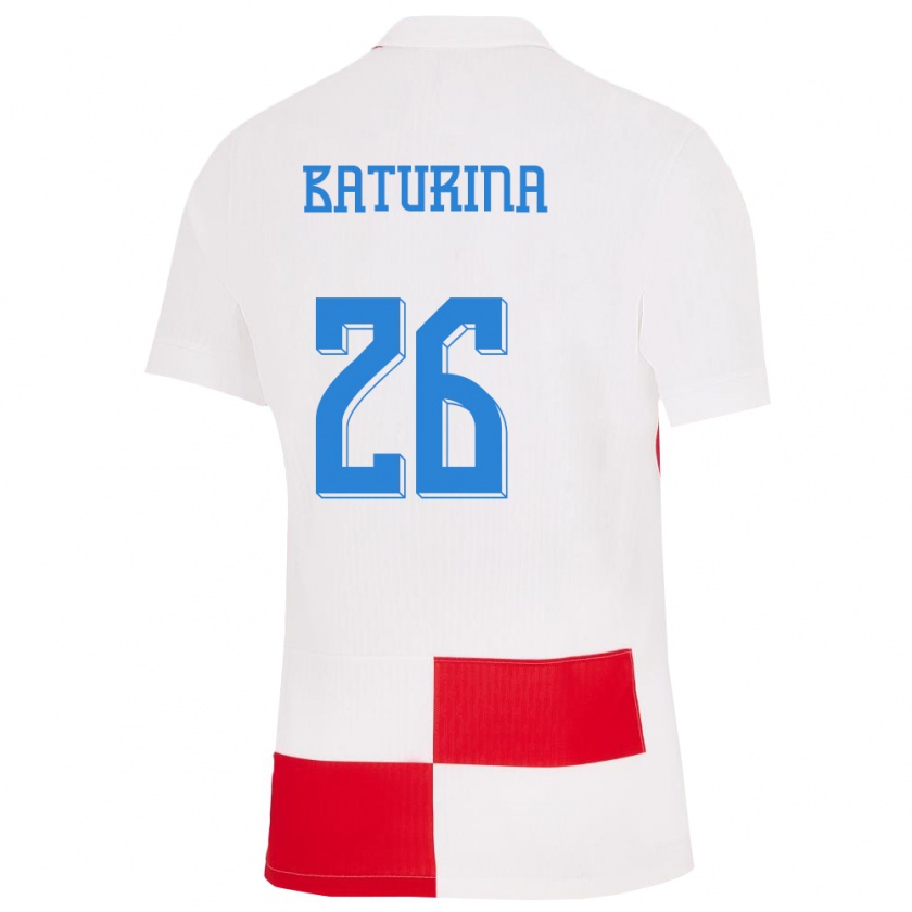 Kandiny Damen Kroatien Martin Baturina #26 Weiß Rot Heimtrikot Trikot 24-26 T-Shirt