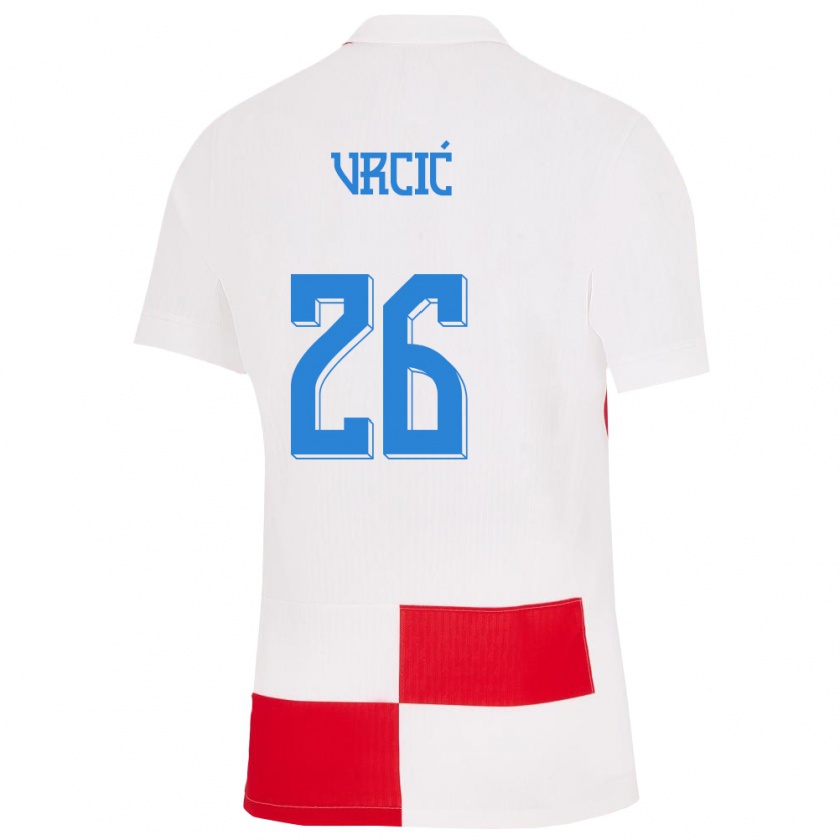 Kandiny Damen Kroatien Jere Vrcic #26 Weiß Rot Heimtrikot Trikot 24-26 T-Shirt