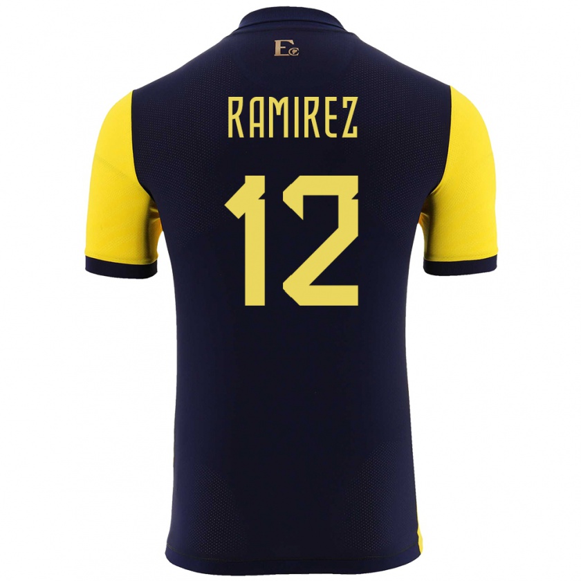 Kandiny Damen Ecuador Moises Ramirez #12 Gelb Heimtrikot Trikot 24-26 T-Shirt